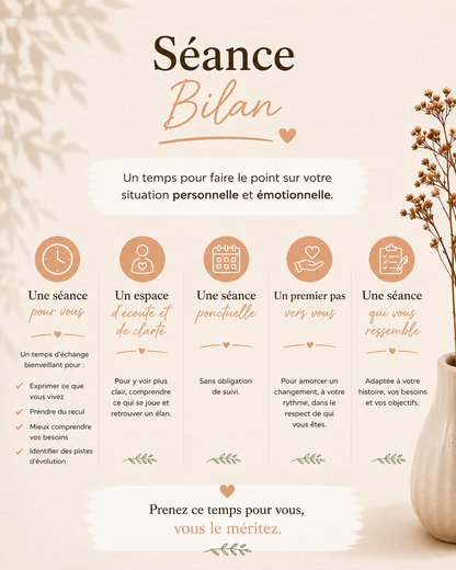 Séance Bilan et Accompagnement Thérapeutique - Pour le Bien-être Mental et Emotionnel